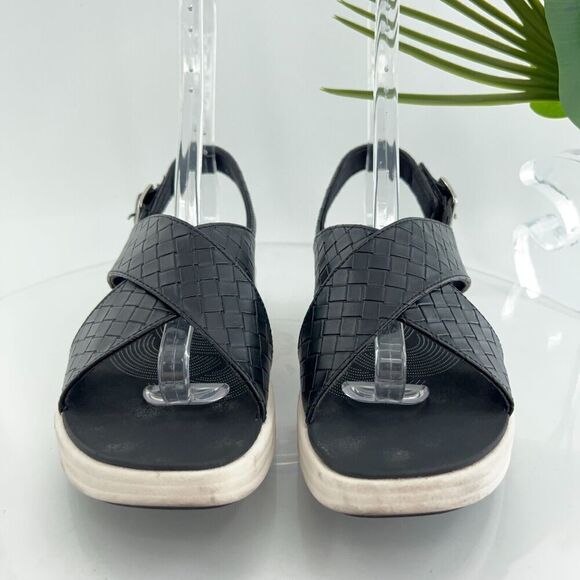 Clarks Womens Drift Sun Sandal Size 10 Black Woven Slingback Platform Wedge - Picture 4 of 16